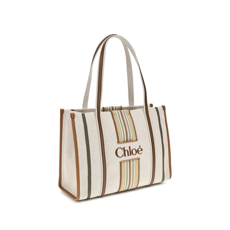 Chloé Woody Loop Beige Cotton Shoulder Bag