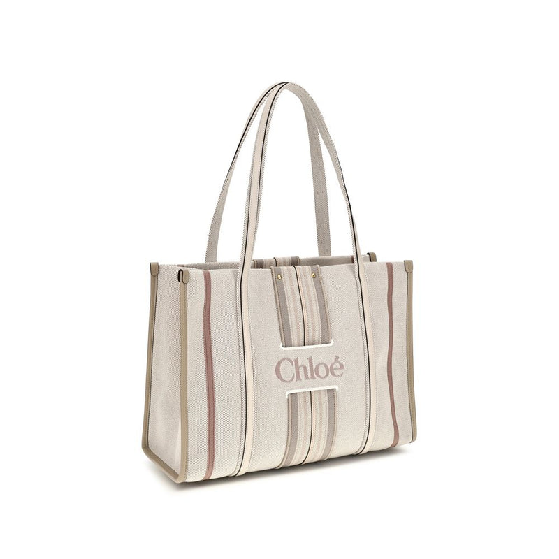 Chloé Woody Loop Beige Cotton Shoulder Bag