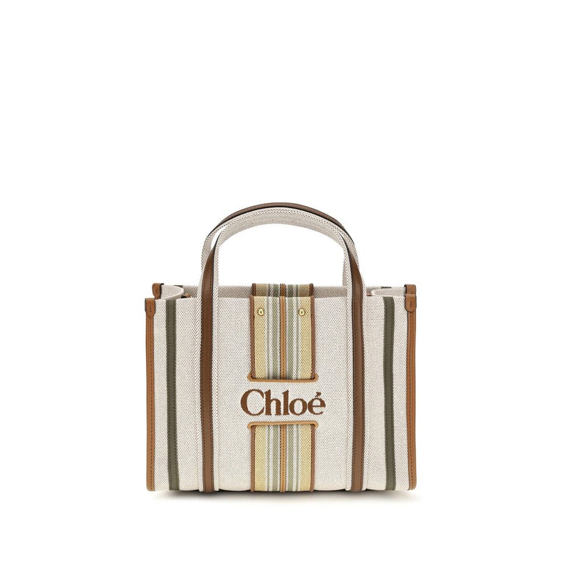 Chloé Small Woody Loop Beige Cotton Shoulder Bag