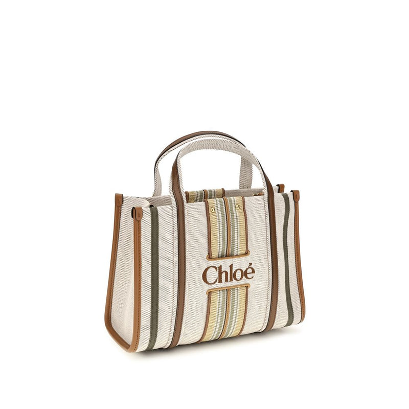 Chloé Small Woody Loop Beige Cotton Shoulder Bag