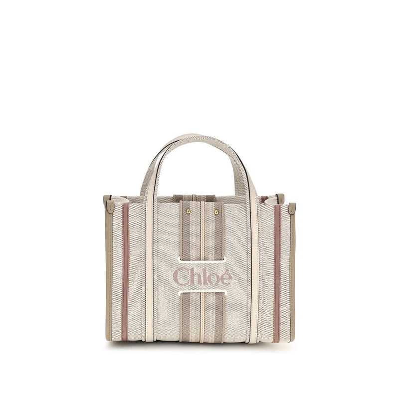 Chloé Small Woody Loop Beige Cotton Shoulder Bag