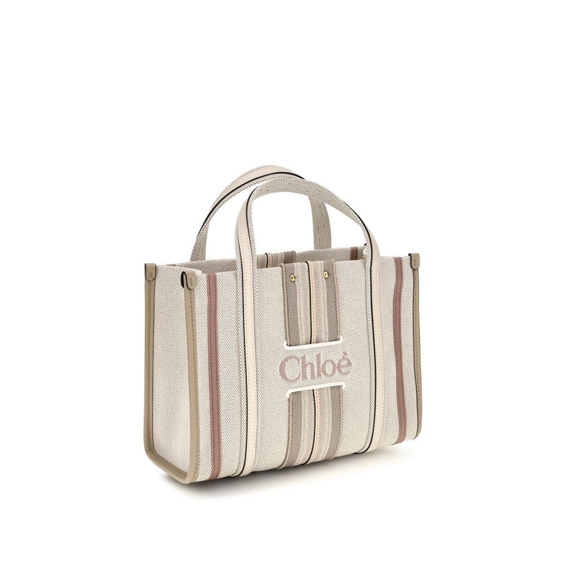 Chloé Small Woody Loop Beige Cotton Shoulder Bag
