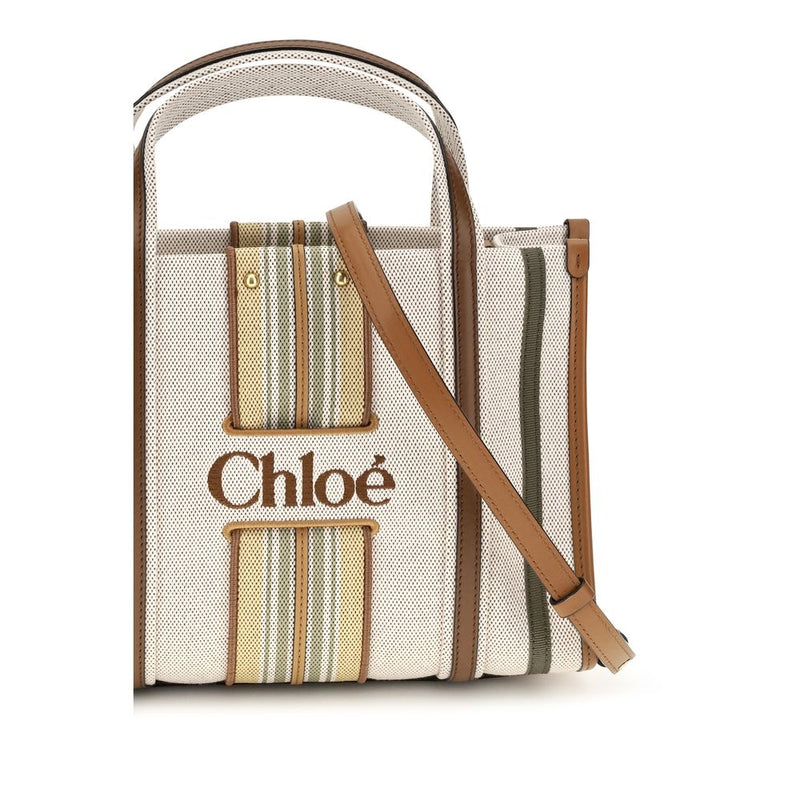 Chloé Small Woody Loop Beige Cotton Shoulder Bag