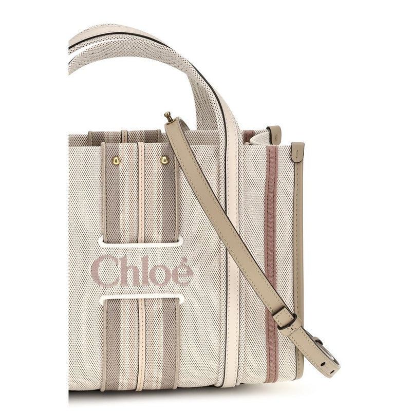 Chloé Small Woody Loop Beige Cotton Shoulder Bag