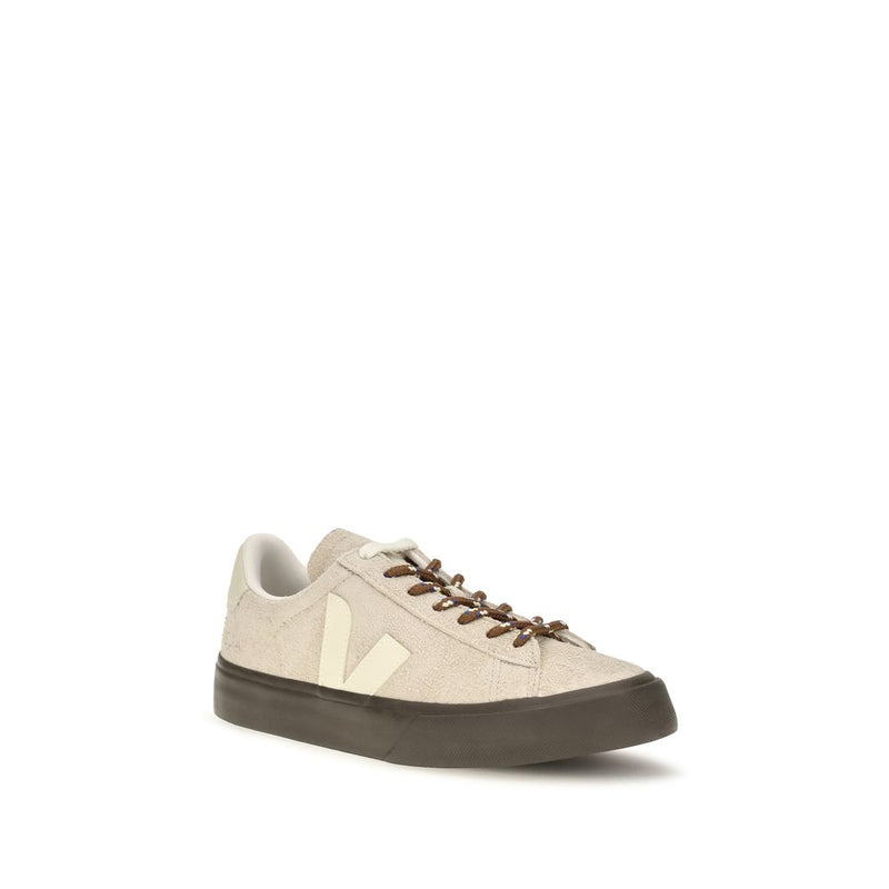 Veja Beige Suede Leather Campo Low Top Sneakers