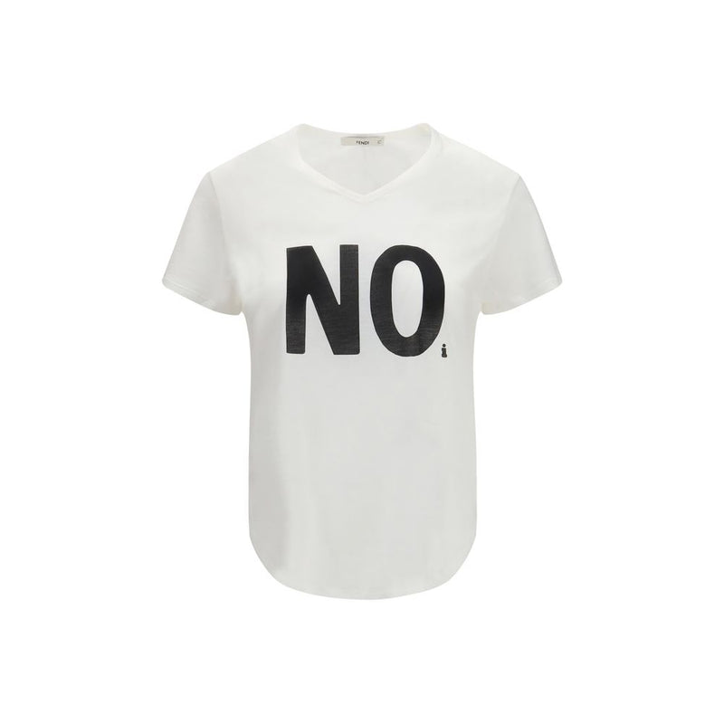 Fendi Noi Graphic Print White Cotton T-Shirt for Women