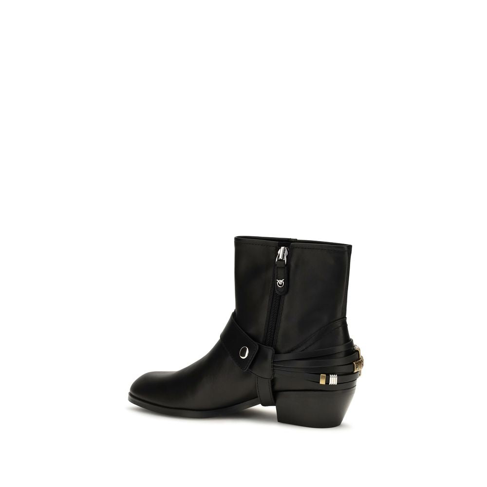 PINKO Jane 07 Black Calf Leather Ankle Boots