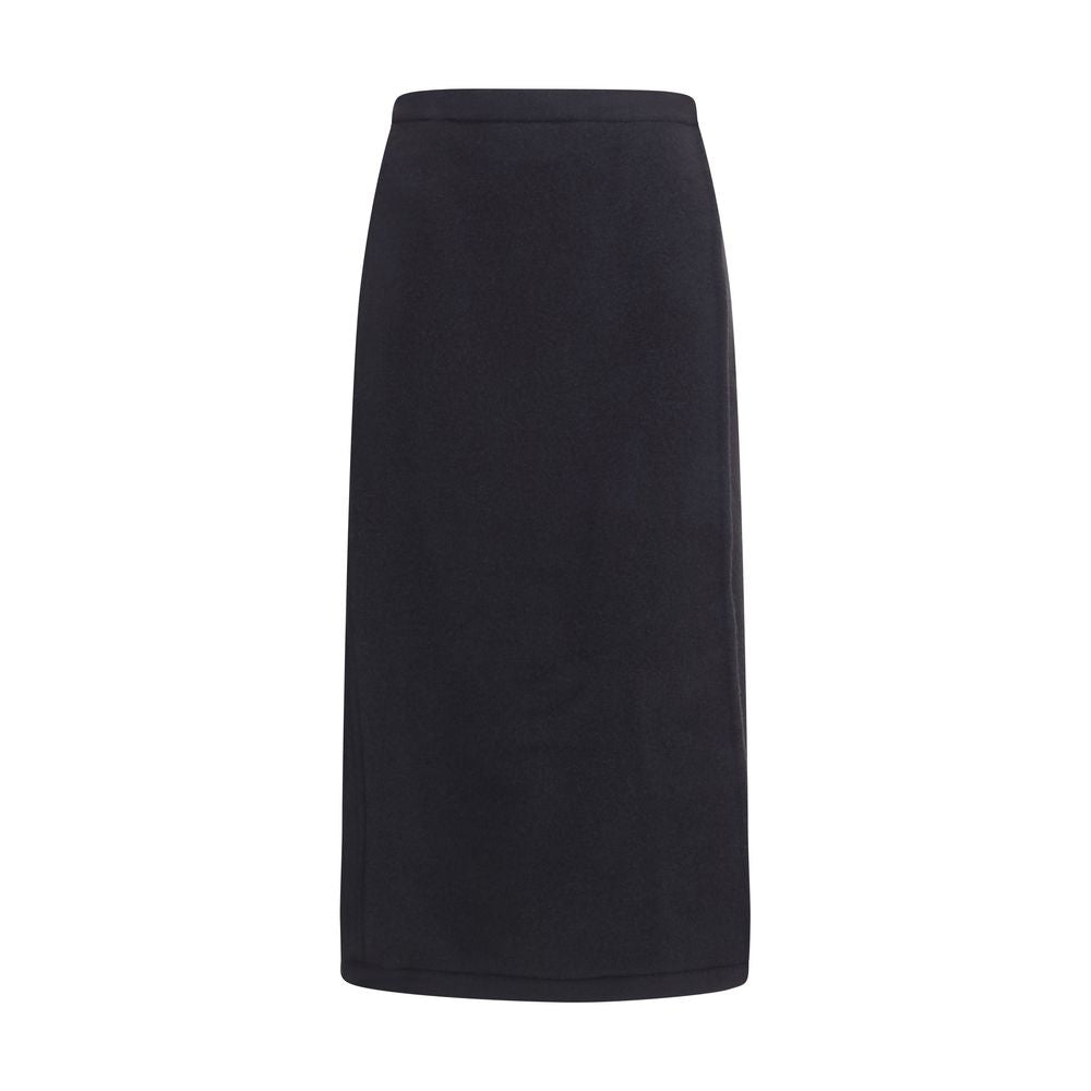 RIER Black Wool Oves Aries Midi Skirt - Sustainable Comfort