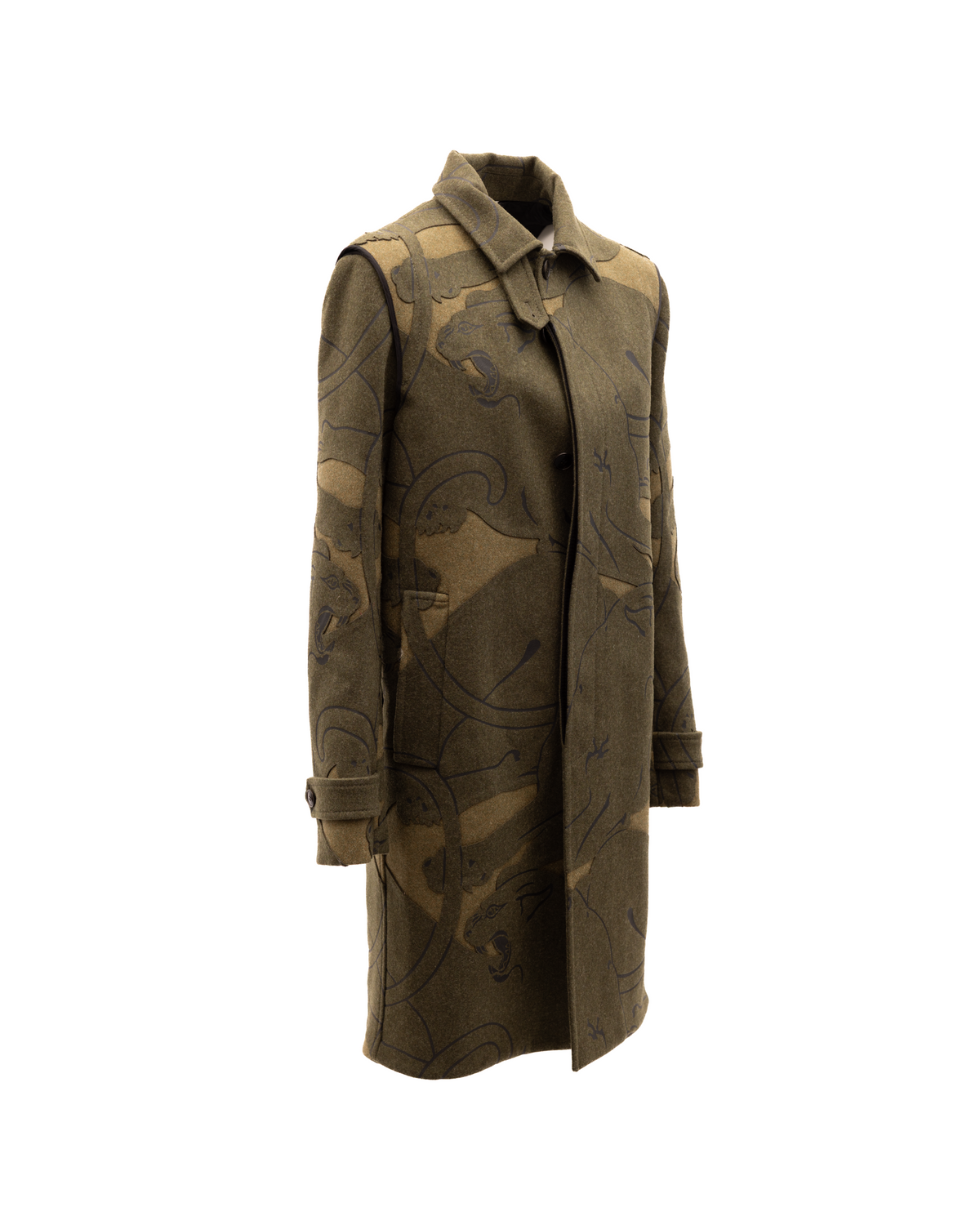 Manteau en laine Valentino Garavani vert à motifs foncés pour femme