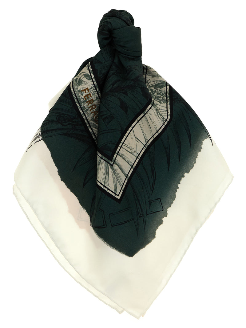 Ferragamo Multicolor Silk Scarf - Gravure Print