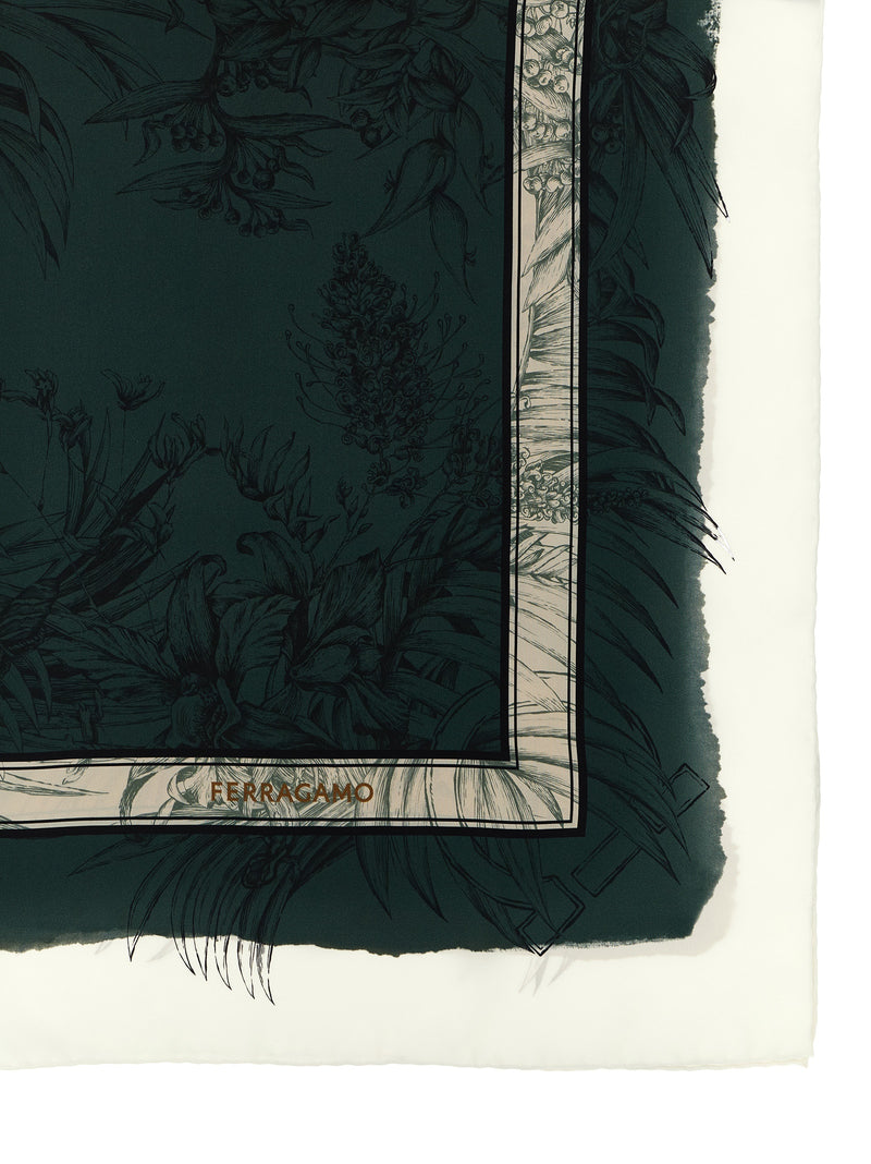 Ferragamo Multicolor Silk Scarf - Gravure Print