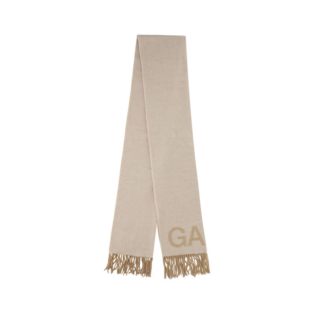 Ganni White Wool Oves Aries Foulard - Élégance et Confort