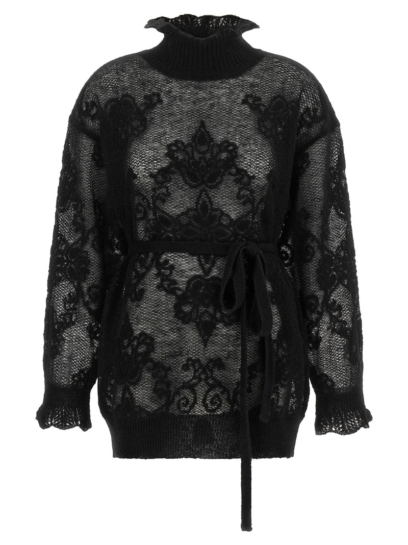 Twinset Black Polyamide Cardigan with Floral Motif