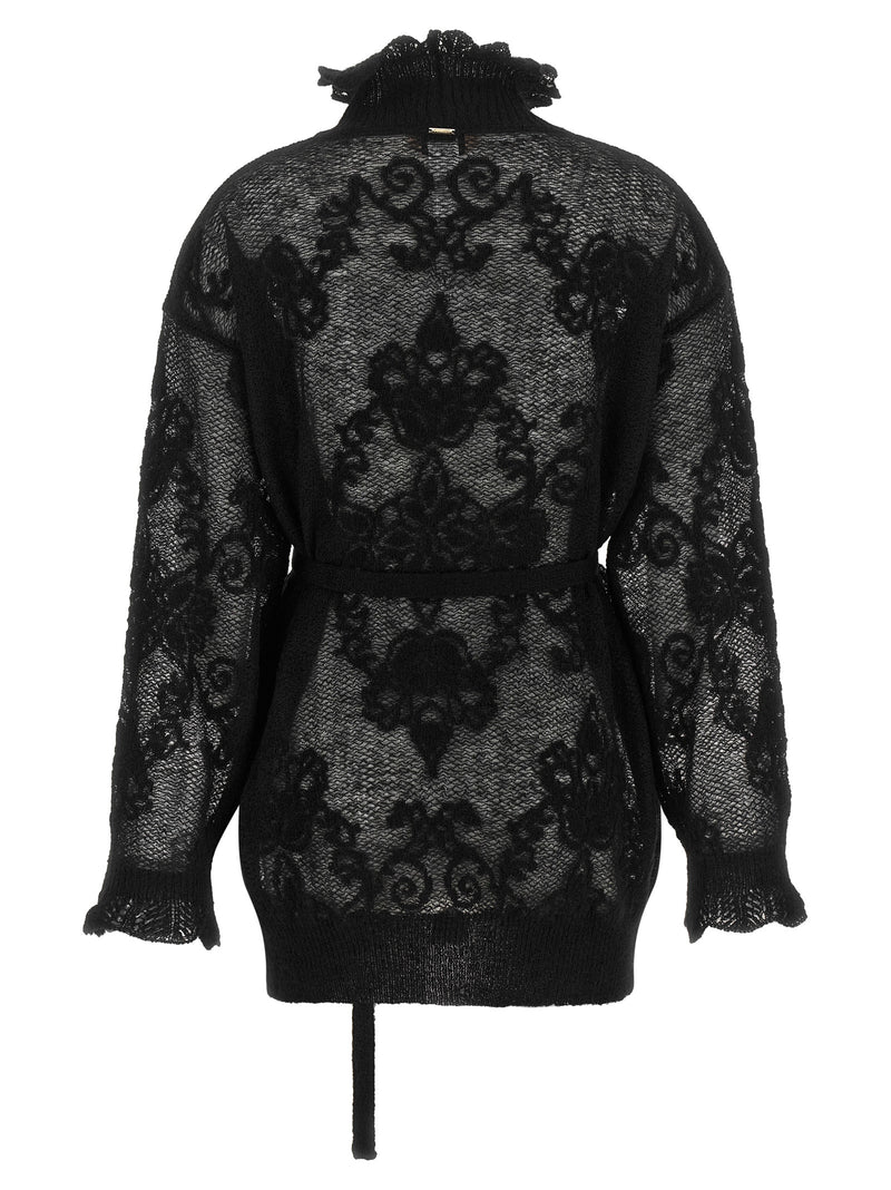 Twinset Black Polyamide Cardigan with Floral Motif