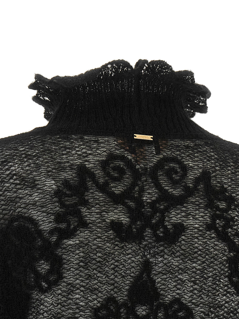 Twinset Black Polyamide Cardigan with Floral Motif