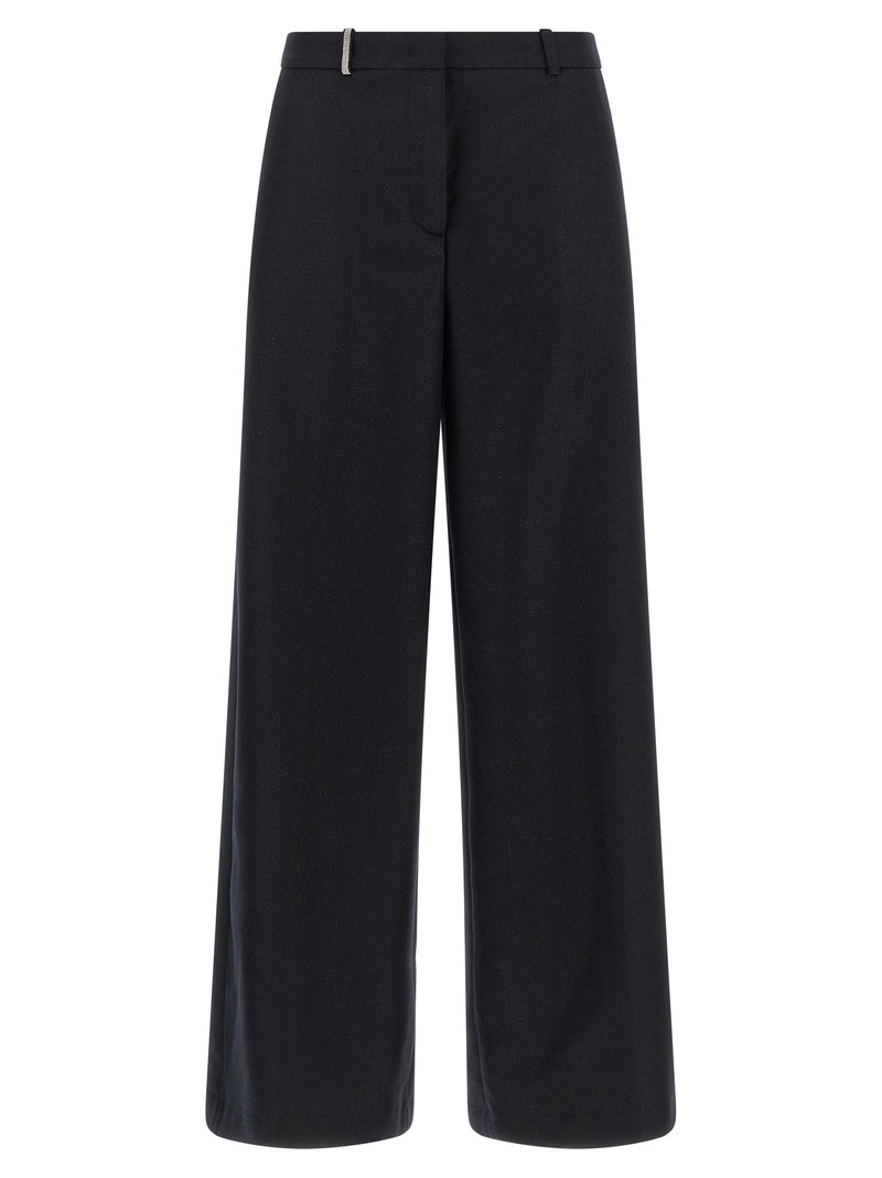 Peserico Blue Virgin Wool Palazzo Trousers for Women