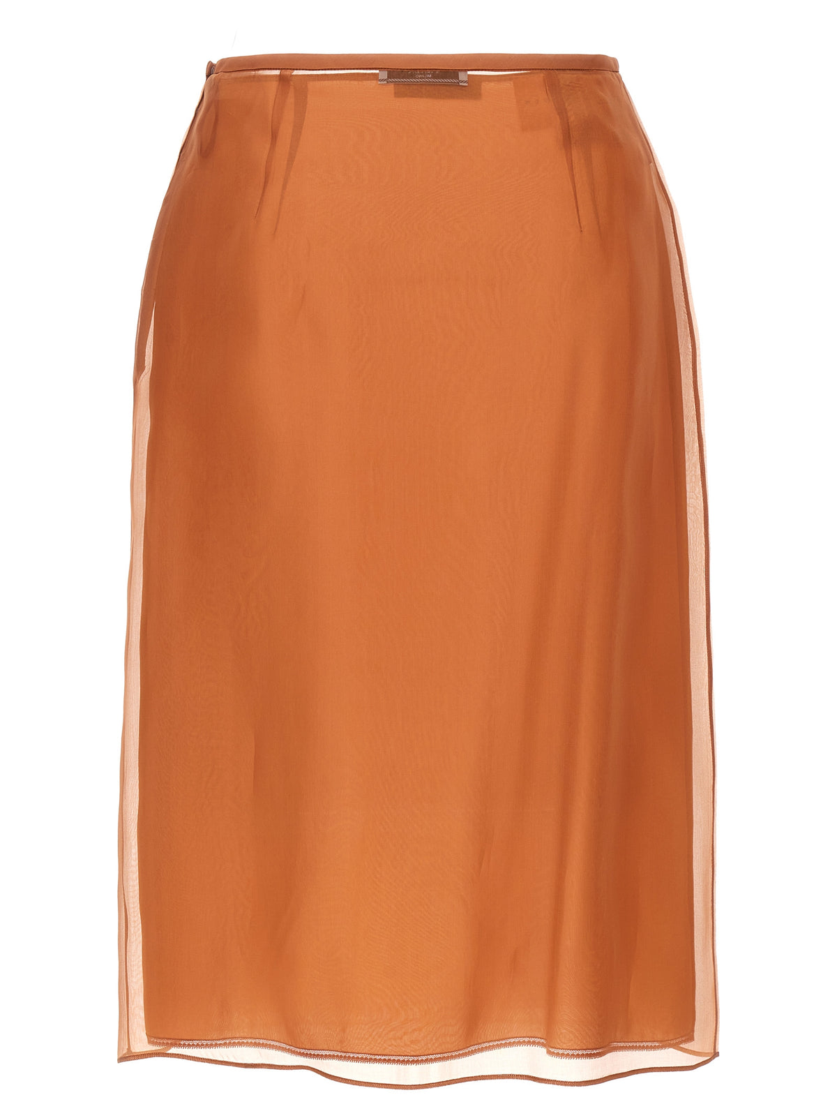 Prada Brown Silk Midi Skirt