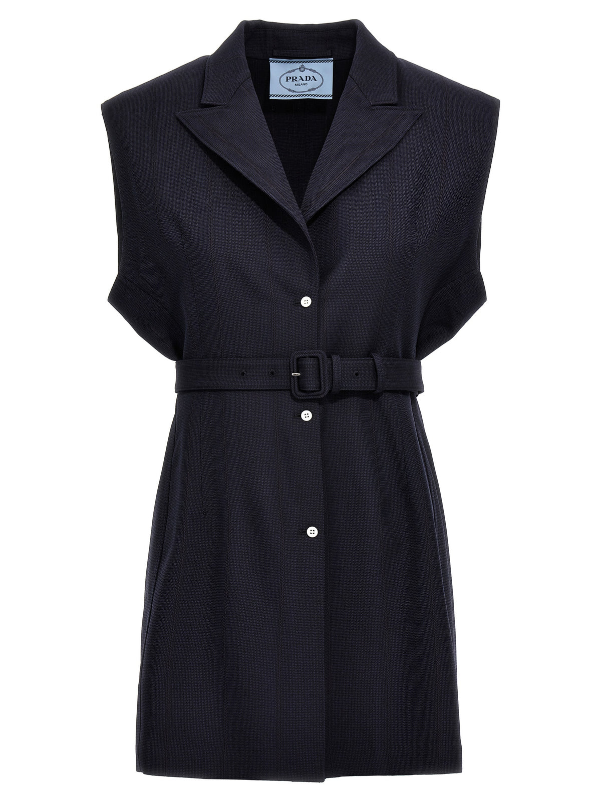 Prada Blue Virgin Wool Sleeveless Jacket
