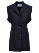 Prada Blue Virgin Wool Sleeveless Jacket