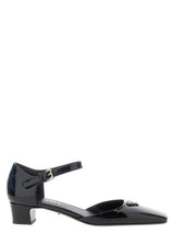 Prada Black Cowhide Mid Heel Pumps
