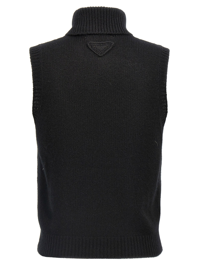 Prada Black Cashmere Sleeveless Jacket for Women