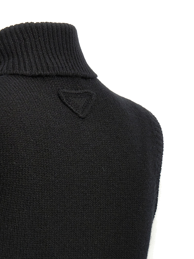 Prada Black Cashmere Sleeveless Jacket for Women
