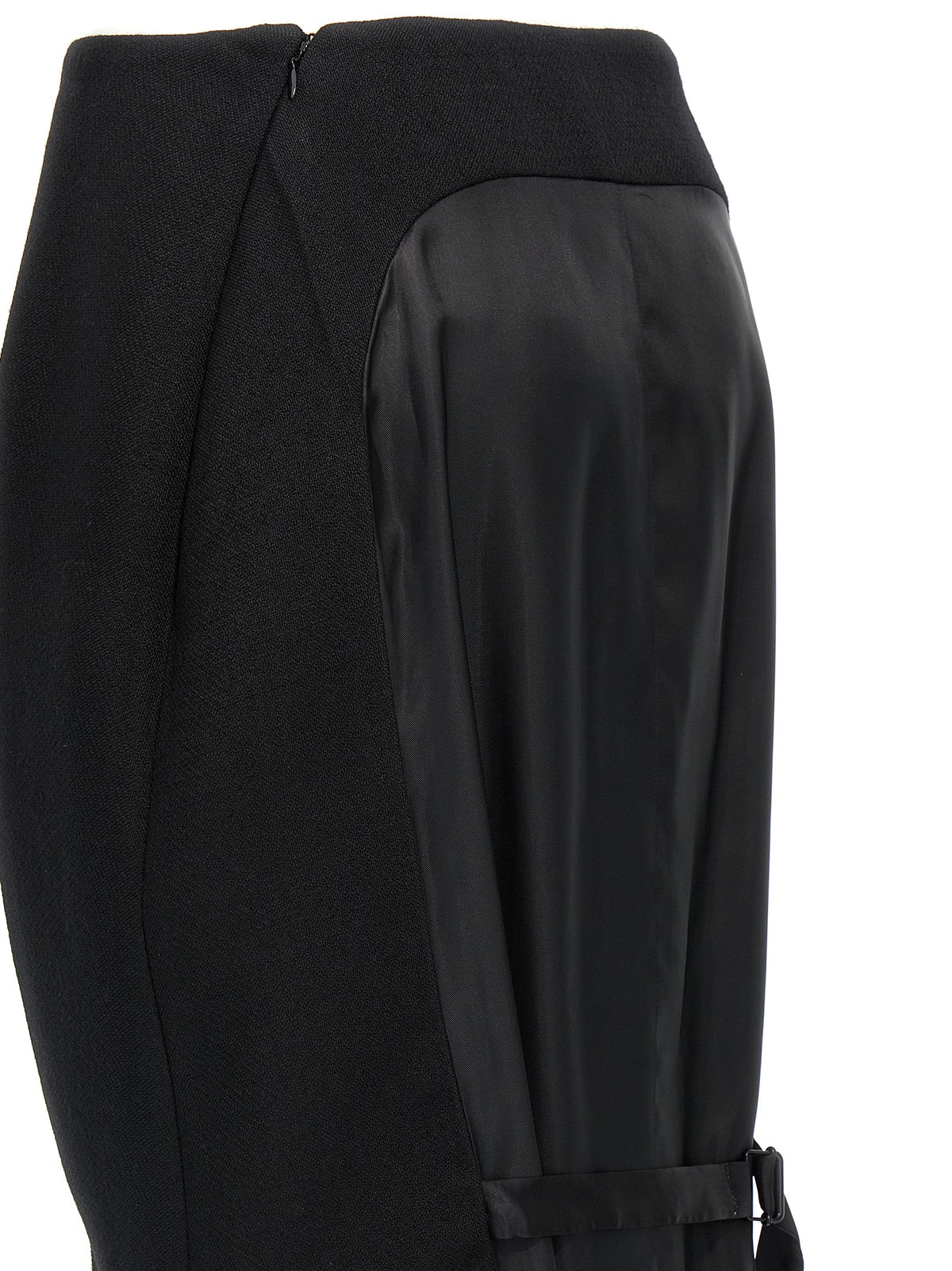 Prada Black Virgin Wool Midi Skirt