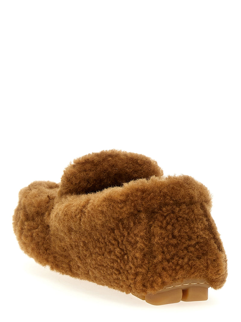 Prada Brown Lamb Leather Slip-On Loafers for Women