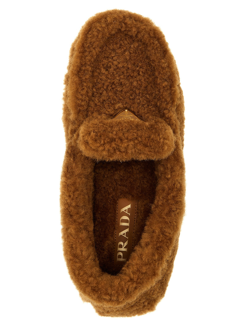 Prada Brown Lamb Leather Slip-On Loafers for Women