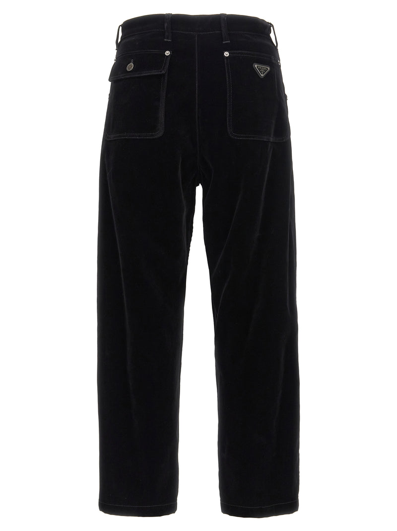 Prada Black Cotton Casual Pants - Timeless Elegance