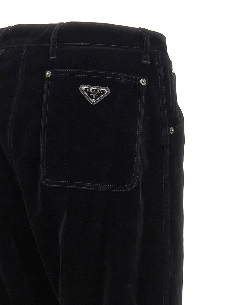 Prada Black Cotton Casual Pants - Timeless Elegance