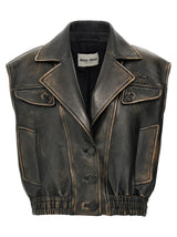 Miu Miu Brown Lamb Leather Sleeveless Jacket