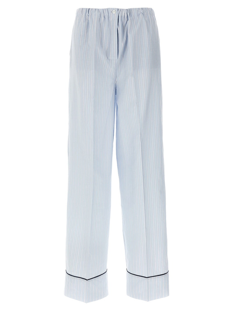 Prada Blue Cotton Casual Pants - Chic Striped Design
