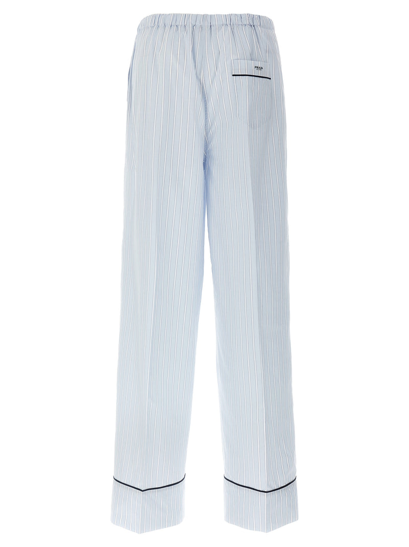 Prada Blue Cotton Casual Pants - Chic Striped Design
