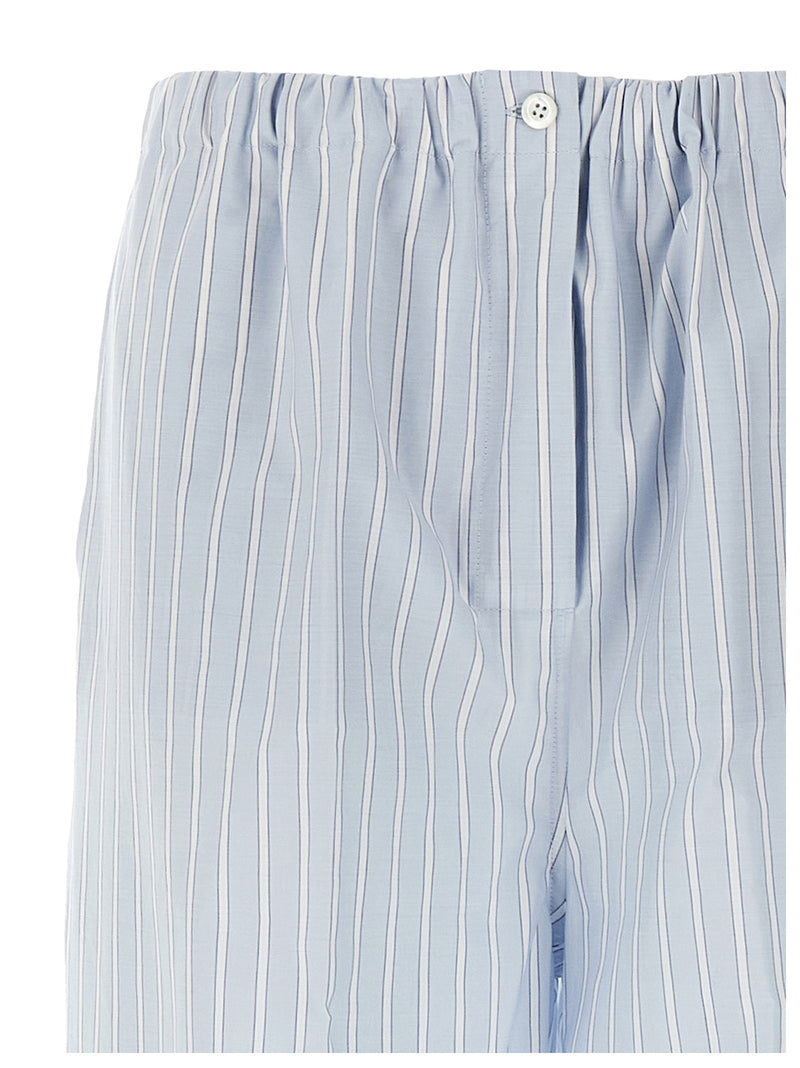 Prada Blue Cotton Casual Pants - Chic Striped Design