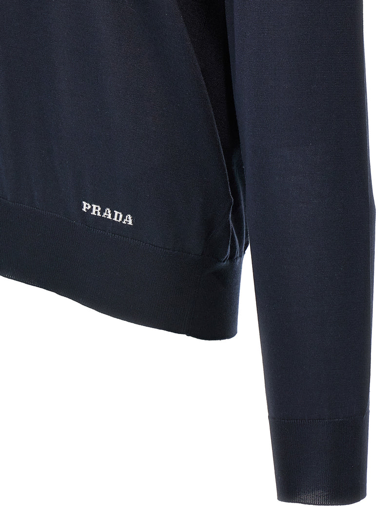 Prada Blue Silk Cardigan - Luxurious Men's Sweater