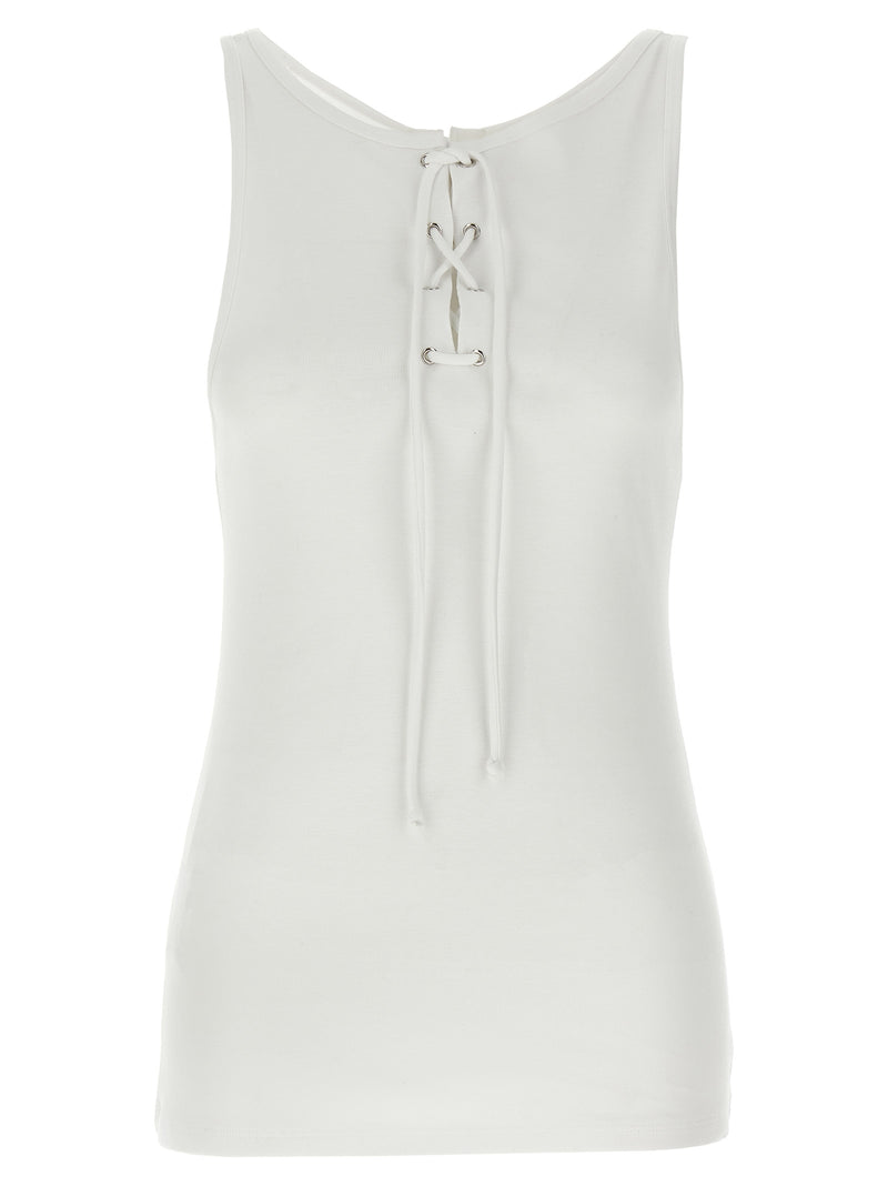 Prada White Cotton Tank Top with Lace Detail