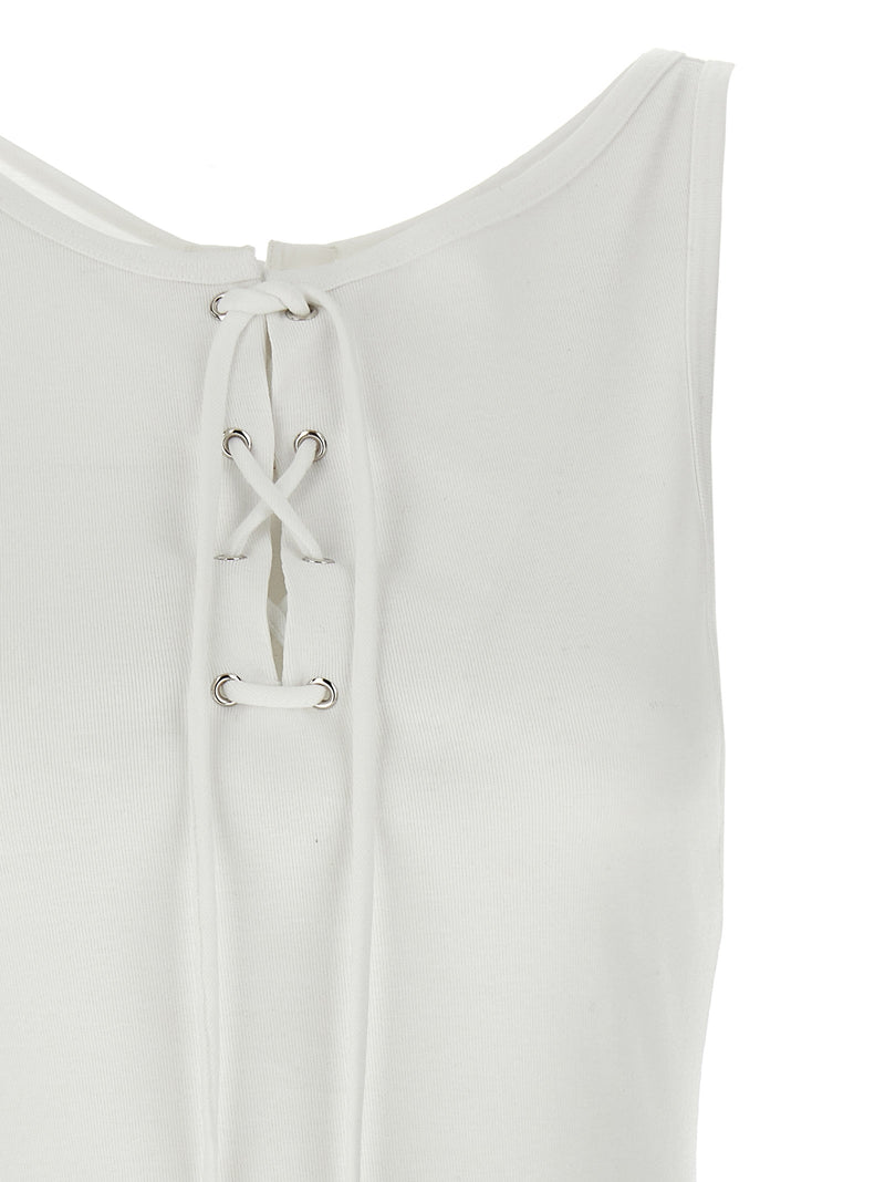 Prada White Cotton Tank Top with Lace Detail