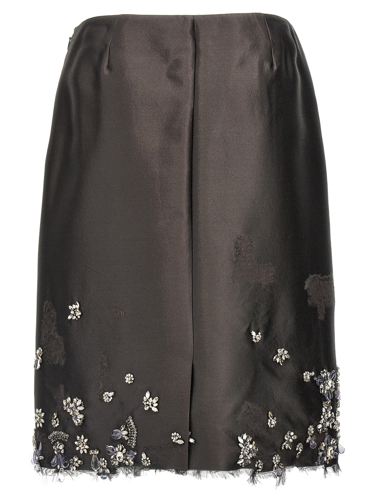 Prada Gray Silk Midi Skirt