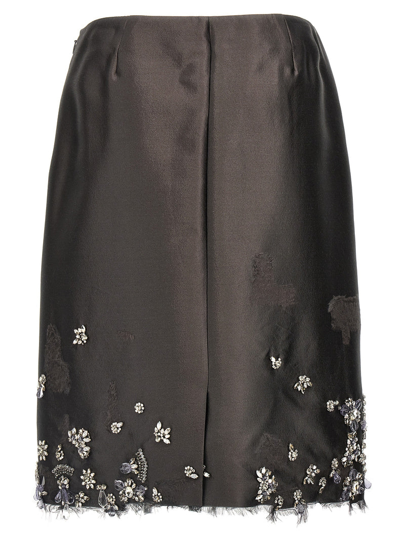Prada Gray Silk Midi Skirt - Elegant Women's Fashion