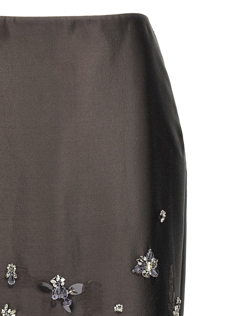 Prada Gray Silk Midi Skirt - Elegant Women's Fashion