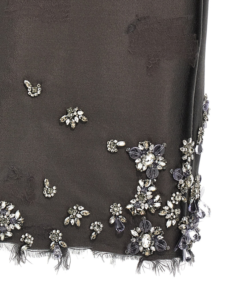 Prada Gray Silk Midi Skirt - Elegant Women's Fashion