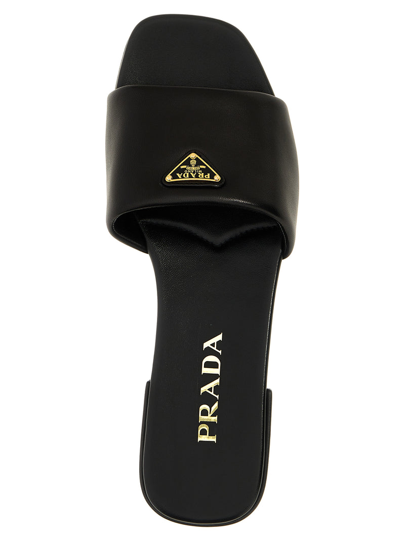 Prada Black Lamb Leather Slides for Women