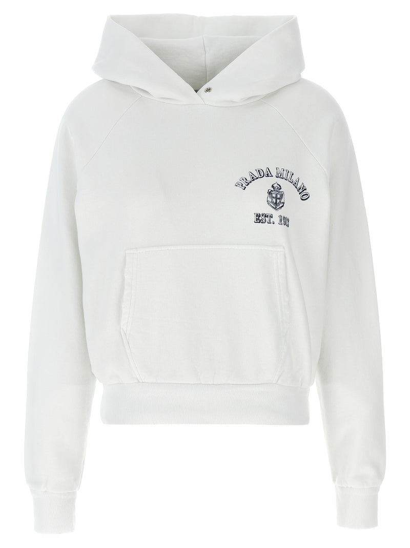 Prada White Cotton Sweatshirt - Elevate Your Style