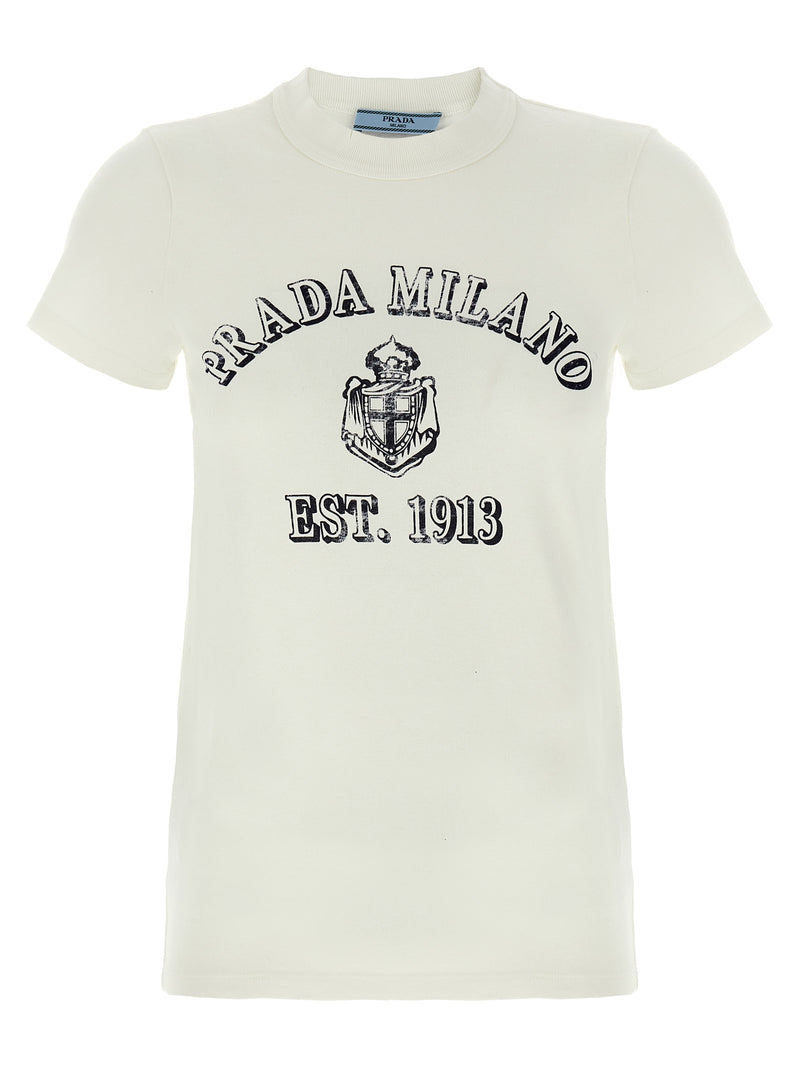 Prada White Cotton T-Shirt - Vintage Logo Design