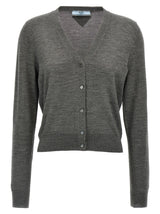 Prada Gray Virgin Wool Cardigan