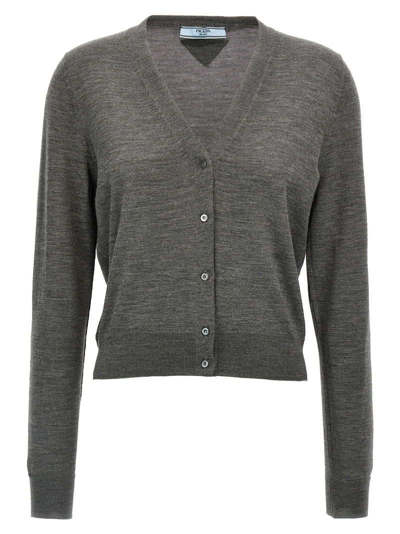 Prada Gray Virgin Wool Cardigan - Elegant Layering Piece