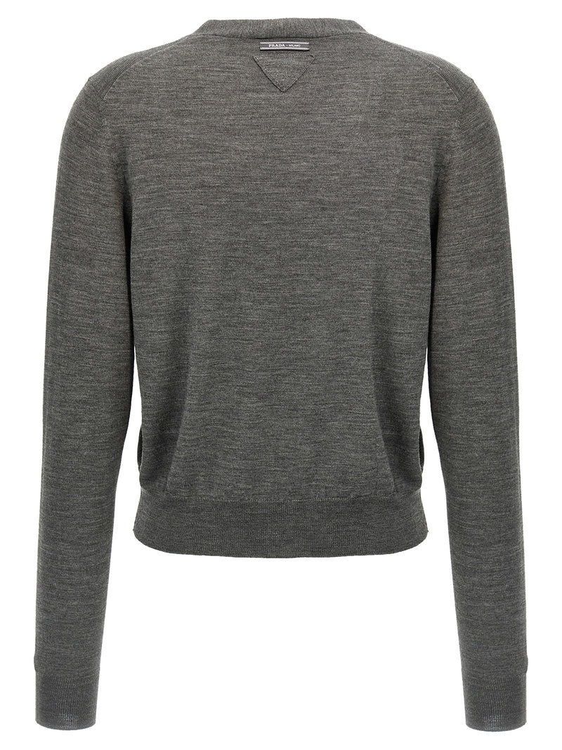 Prada Gray Virgin Wool Cardigan - Elegant Layering Piece