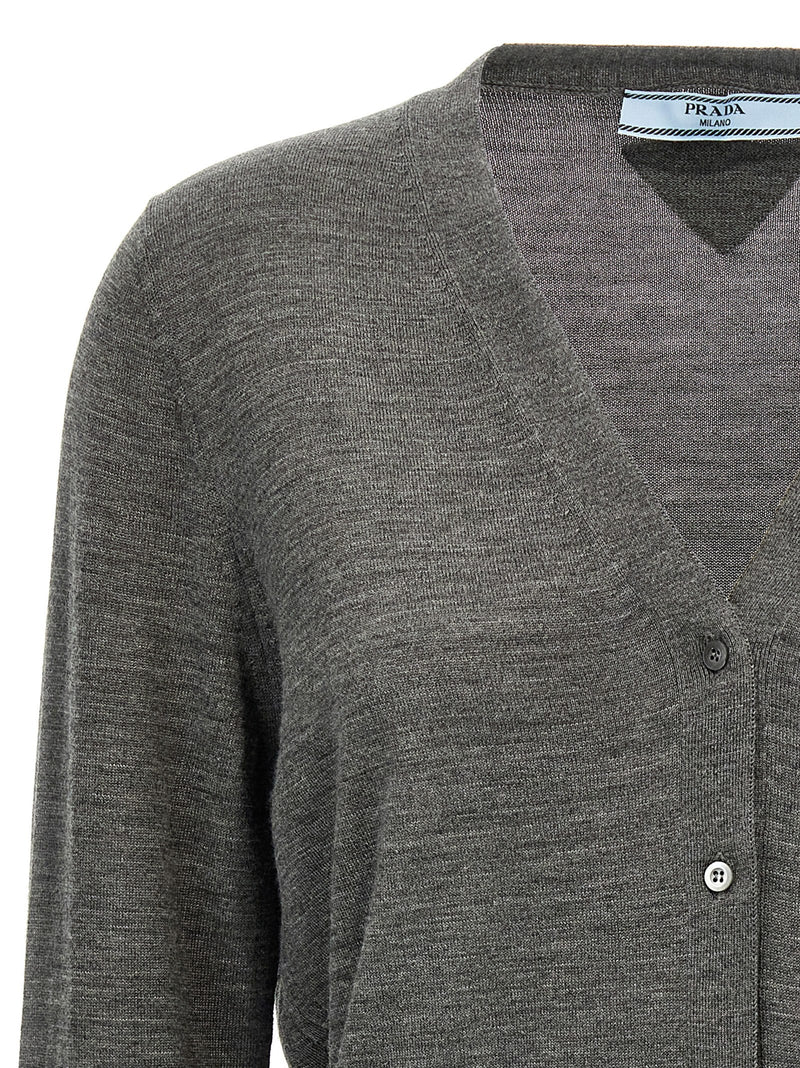 Prada Gray Virgin Wool Cardigan - Elegant Layering Piece