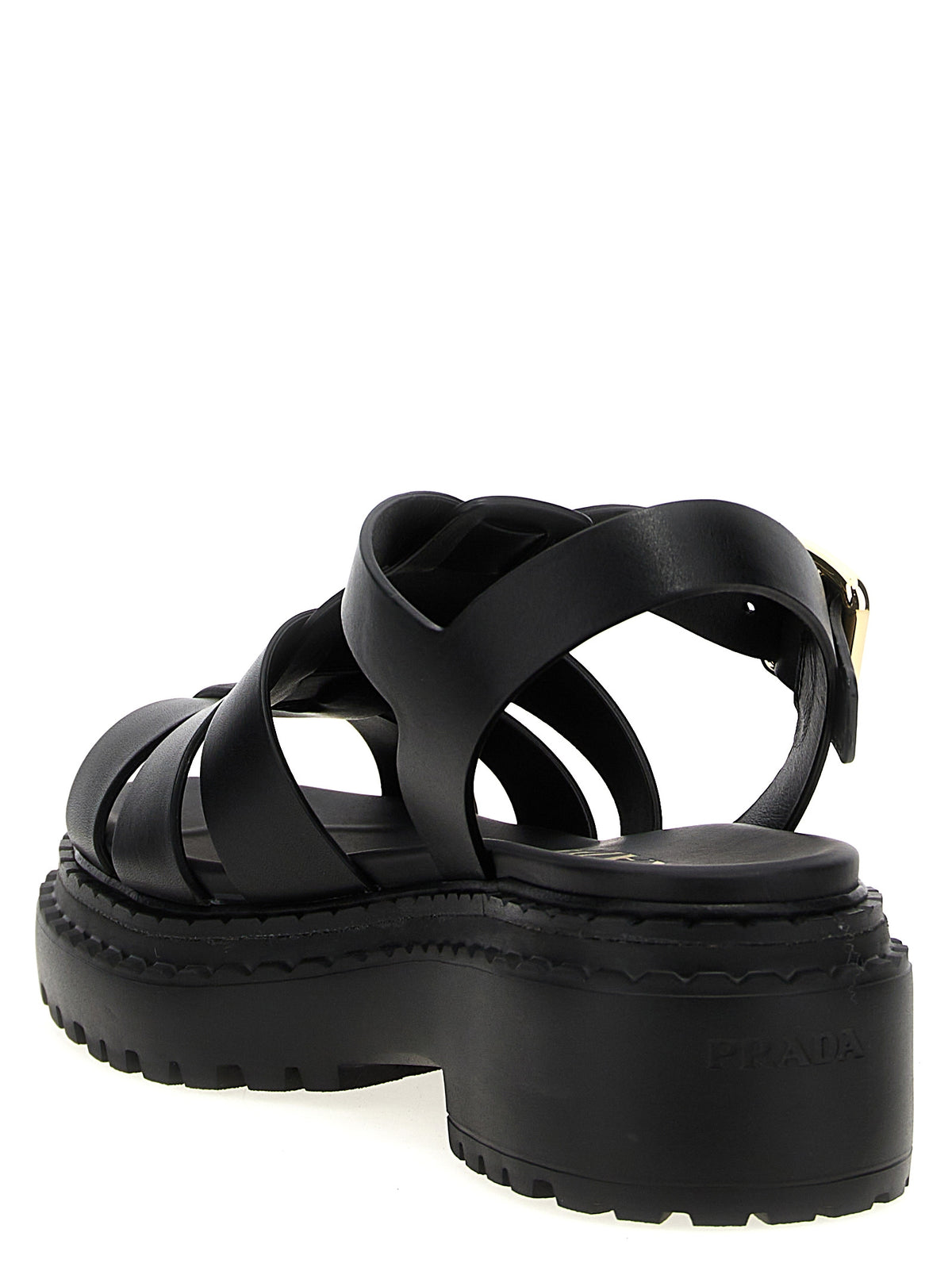 Prada Black Calfskin Flat Sandals